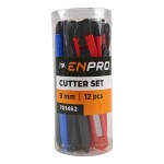 Nůž odlamovací s posuvným tlačítkem, SET dóza 12 ks, 9 mm, ENPRO