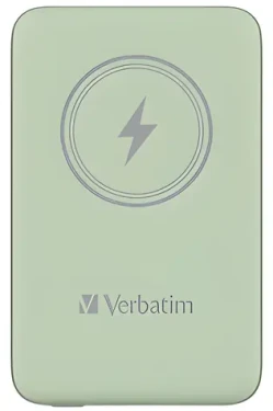 Verbatim Charge 'n' Go zelená / Powerbanka / 10 000 mAh / USB-C / MagSafe / 15W bezdrátové / 20W PD (32246)