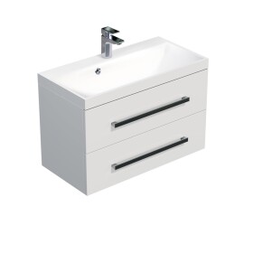 Koupelnová skříňka s umyvadlem SAT Cube Way 80x40 cm bílá lesk CUBE280ZBL CUBE280ZBL