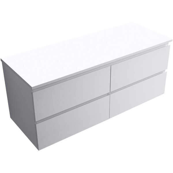 CERANO Koupelnová skříňka Carole - bílá matná + deska pod umyvadlo z lit. mramoru Elanys - 12 mm - bílá matná - 120x49,2x46 cm