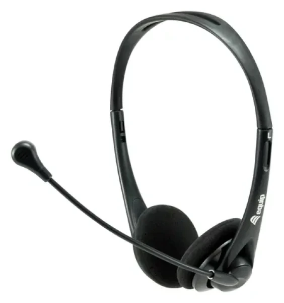 Equip Headset s mikrofonem černý / Headset / Jack 3,5mm / Náhlavní / 1,8m kabel (245304)