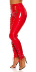 Sexy kalhoty KouCla Latex Look se šněrováním red