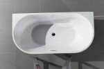 Erga Norah, volně stojící vana ke stěně 140x72 cm + odtoková zátka, bílá lesklá, ERG-NORAH-140072-WH-WH