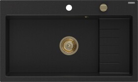 MEXEN/S - Omar granitový dřez 800 x 480 mm, černá, zlatý sifon 6520801005-77-G