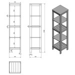 AQUALINE - ETIDE policový regál vysoký 36x152x36 cm, bílá mat ET156