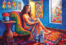 MAGNOLIA Puzzle Žena s kočkou