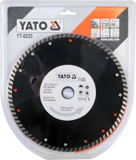 YATO Kotouč diamantový řezný turbo 230x22,2 mm / Suché i mokré řezání / Beton, dlažba, zdivo, kámen (YT-6025)