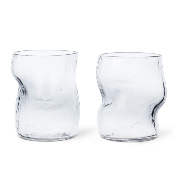 Ferm Living Sklenice na vodu Dimple 270 ml – set 2 ks, čirá barva, sklo