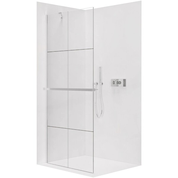 CERANO Sprchová zástěna Walk-in Onyx Y L/P - 8 mm + polička/držák na ručníky - chrom, industriální sklo - 150x200 cm