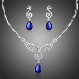Souprava náhrdelníku a náušnic Swarovski Elements Brembilla, Tmavě modrá 40 cm + 4 cm (prodloužení)
