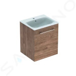 GEBERIT - Selnova Square Umyvadlová skříňka 635x538x480 mm, s umyvadlem, 1 dvířka, ořech hickory 501.250.00.1