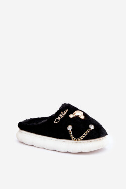 Chlupaté Pantofle S Přívěsky Černé Ivelfedi 36/37