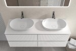 CERANO - Koupelnová skříňka Carole + deska pod umyvadlo Navira Slim - 18 mm - bílá matná rýhovaná - 120x49,8x46 CER-152774