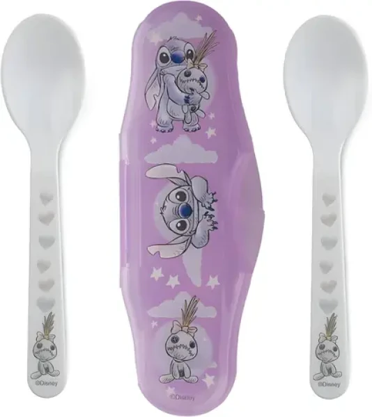 STOR Sada lžic s pouzdrem Lilo Stitch / Sada lžic / 2 ks / Cestovní pouzdro / Bez BPA (10966)