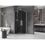 MEXEN/S - Velar Duo sprchový kout, posuvné dveře 90 x 90 cm, grafit, bílá 871-090-090-42-20