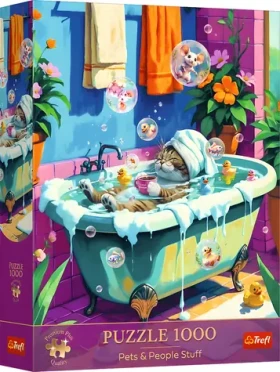 TREFL Puzzle Premium Plus Pets People Stuff: Mňau, relax, opakování