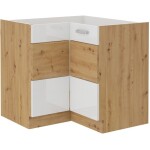 Spodní rohová skříňka Artisan 90x90 DN 2F BB Barva korpusu: Dub artisan, Barva dvířek: Cappucino lesk