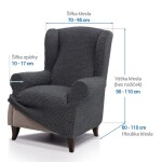 Super strečové potahy RUBINIA antracitová křeslo ušák (š. 70 - 95 cm)