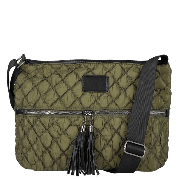 Dámská prošívaná crossbody kabelka s třásněmi Yana, zelená