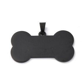 Přívěsek z nerezové oceli - kost pro pejska - 22 x 40 x 1,8 mm - 1 ks Barva: Černá