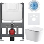 CERANO Kompletní WC set Basic/Carlito - bílá lesklá - WC tlačítko Maxio/Bílá - závěsné - nízký modul - předstěnová instalace - 48,5x36,5 cm