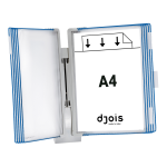 Djois nástěnný plastový držák s rámečky Design, 10 rámečků A4, rámečky modré, držák šedý, 1 set