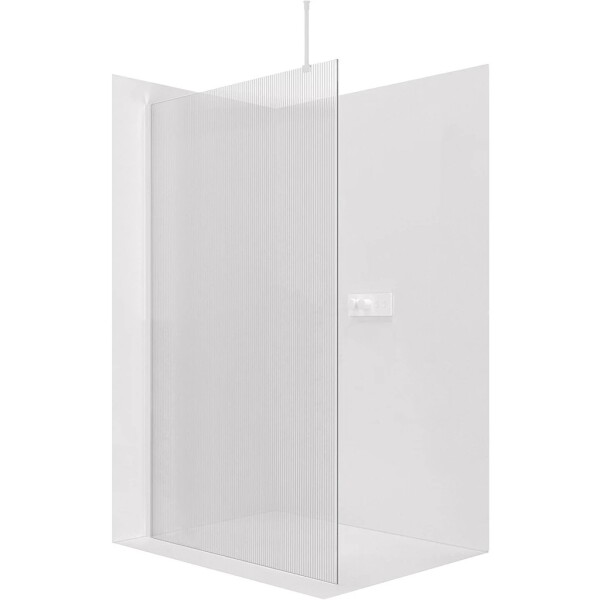 CERANO Sprchová zástěna Walk-in Onyx Top Round L/P - 8 mm - kulatá vzpěra - bílá matná, rýhované sklo - 110x200 cm