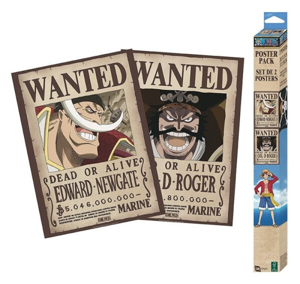 One Piece Set plakátů Wanted Roger Whitebeard 52 x 38 cm (2 ks)