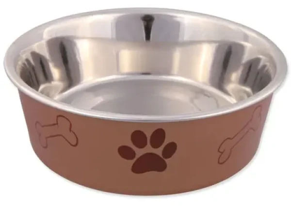 TRIXIE Miska nerezová s plastovým povrchem / Miska pro psy / Nerez, plast / 0,4 l / O 14 cm (G14-25242)