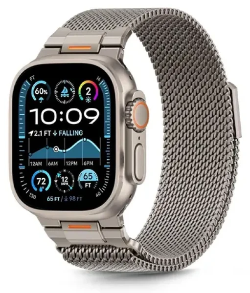 Tech-Protect Milano Vanguard titan / Řemínek pro Apple Watch / milánský tah / 44/45/46/49 mm