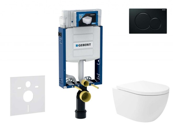GEBERIT - Kombifix Set předstěnové instalace, klozetu Oudee Vortex a sedátka softclose, tlačítko Sigma01, černá SANI15CA5135