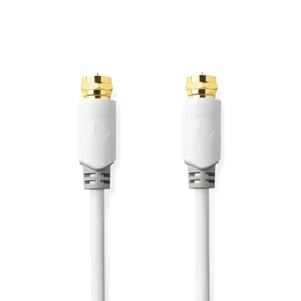 Nedis satelitní anténní kabel F(M) - F(M) pozlacený bílá / Kabel / 75 Ohm / 90 dB / stíněný / 2 m (CSBW41000WT20)