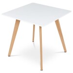 Jídelní stůl 80x80x75 cm, MDF, bílý matný lak, masiv buk