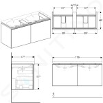 GEBERIT - Acanto Skříňka pod dvojumyvadlo 1200 mm, pískově šedá 500.613.JL.2