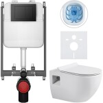 CERANO Kompletní WC set Basic/Dure - bílá lesklá - WC tlačítko Maxio/Černá - pro zazdění - 51x35 cm