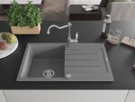 MEXEN/S - Bruno granitový dřez 1-miska s odkapávačem včetně baterie Carla, šedá 6513-71-670700-00