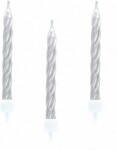 Dortové svíčky stříbrné 10ks s držáky