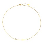 Náhrdelník s křížkem a zirkonem Dorothea Gold, Zlatá 40 cm + 5 cm (prodloužení)
