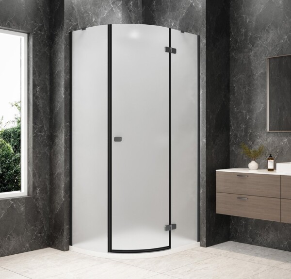 POLYSAN - GLOBE GUN METAL čtvrtkruhový sprchový kout 1000x900, matné sklo, pravé GB2190MRGM