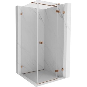 MEXEN/S - Lunar T sprchový kout dveře křídlové pravá 70 x 70, transparent, růžové zlato 834T-070-070-60-00-P