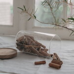 Eulenschnitt Skleněná dóza s víkem Houses 1,4 l, čirá barva, sklo, dřevo