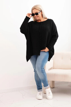Svetr dámský Plus Size s akrylem volného střihu a rukávem 3/4 černý UNI