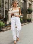 Dámské džíny s páskem UY2930 bílé - FashionStreet XL