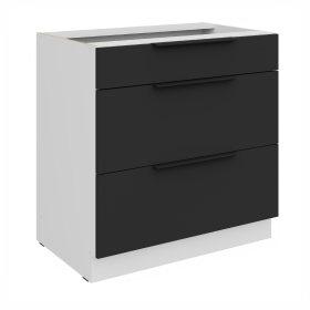 Spodní skříňka Aria 80 D 3S BB - Premium Box Barva korpusu: Bílá, Barva dvířek: BL - Black AFM