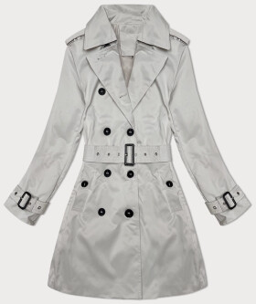 Světle béžový klasický kabát trenčkot v délce do poloviny stehen (1806#-12) odstíny béžové XXL (44)