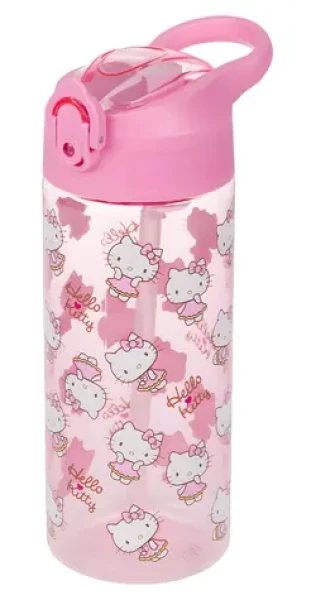 BAAGL Hello Kitty Sweet Leopard / Láhev na pití s brčkem / tritan / 500 ml