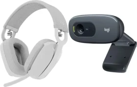 Logitech Zone Vibe 100 (981-001219) + C270 / Sada bezdrátových sluchátek s mikrofonem a webkamery / BT / USB-C