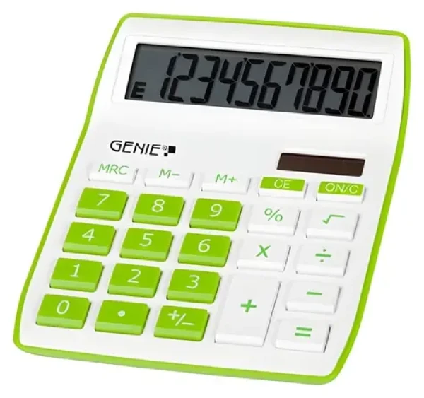 Genie 840G zelená / Kalkulačka / Stolní / 10místný displej / solární a bateriové napájení / sklopný displej (12266)