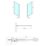 POLYSAN - MODULAR SHOWER stěna k instalaci na zeď, pro připojení otočného panelu, 1000 MS3A-100