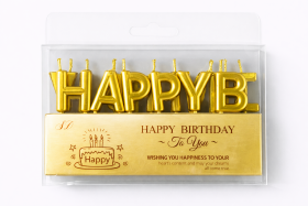Dortové svíčky "Happy Birthday" zlaté 13ks